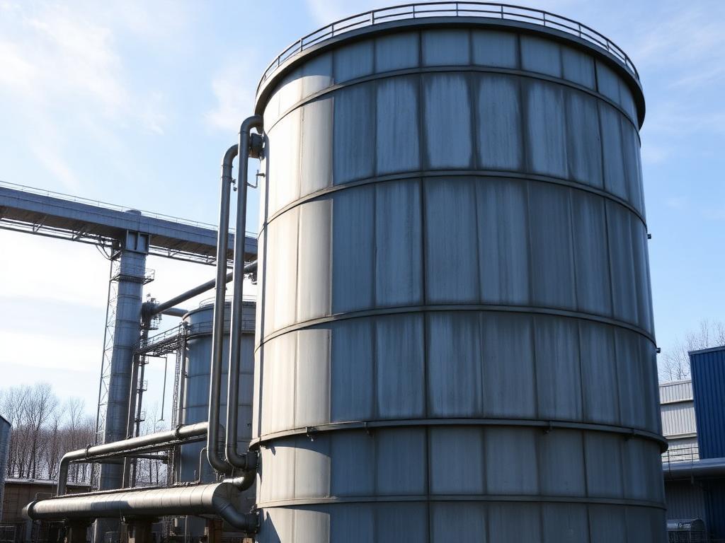 Udendørs rådnetank ved papirmassefabrik i nordisk miljø